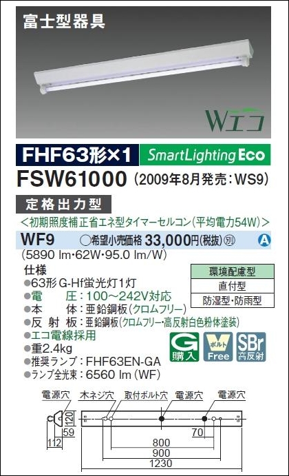 防湿防雨型 Wｴｺ FSW61000 WF9